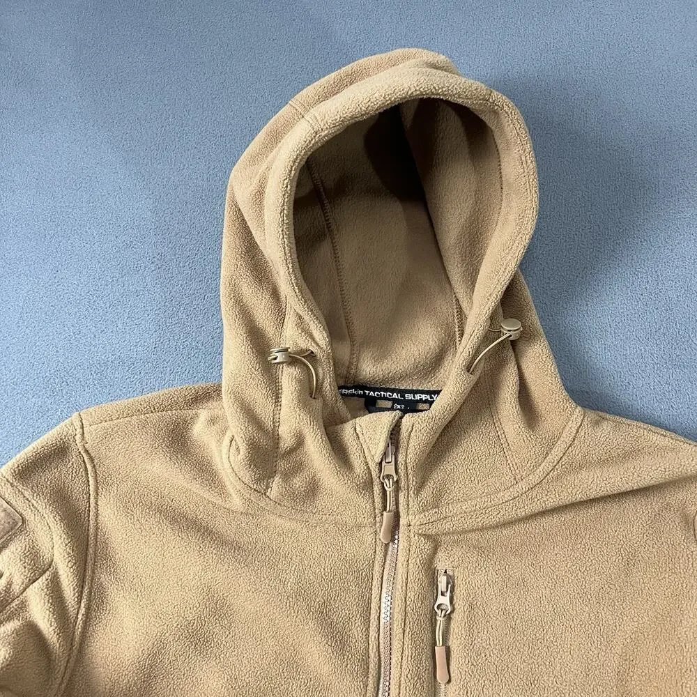 Baerskin Tactical Hoodie 4.0 Mens Large Beige Full Zip Up Fleece Military